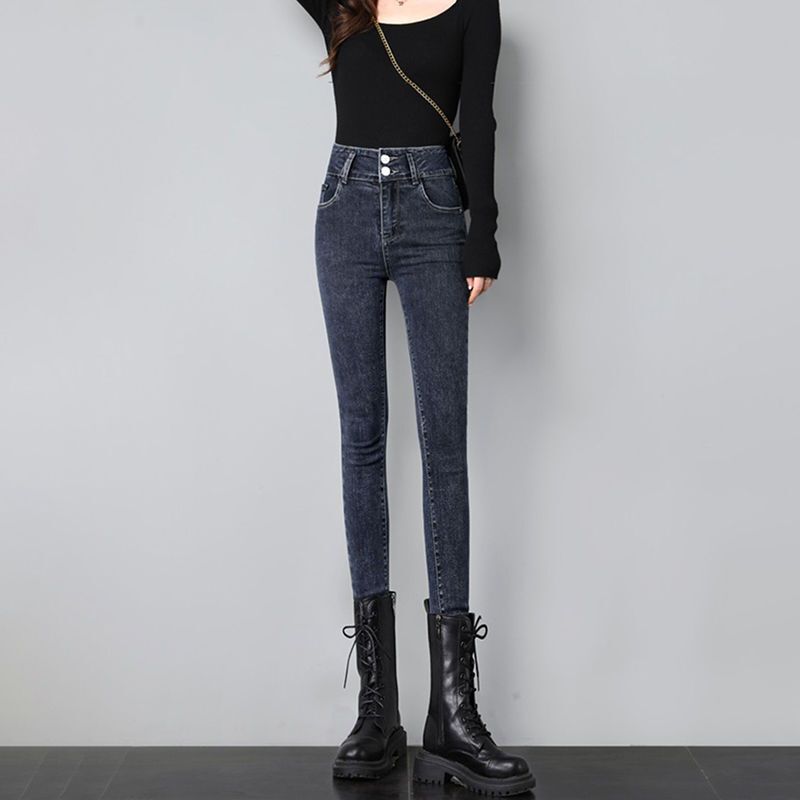 High Waist Elastic Jeans Women's Autumn and Winter 2024 New plus size Slim Pencil Tight Foot Pants Winter fleece-lined High Waist Elastic Jeans Women's Autumn and Winter 2024 New plus size Slim Pencil Tight Foot Pants Winter fleece-lined