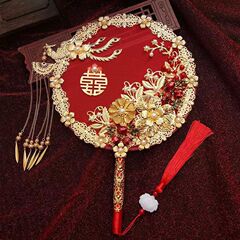 结婚团扇新娘喜扇成品红色古风出嫁扇中式手捧花福扇婚礼结婚送人