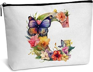 Amazon Cross-border explosiva bolsa de cosméticos para mujer bolsa de almacenamiento de viaje de flores bolsa de letras algodón y lino impresión de doble cara