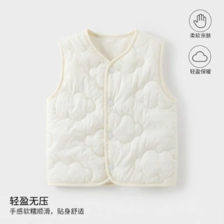 新生儿夹棉加厚马甲新款波浪绗棉男女宝宝内外穿萌娃宝宝衣服