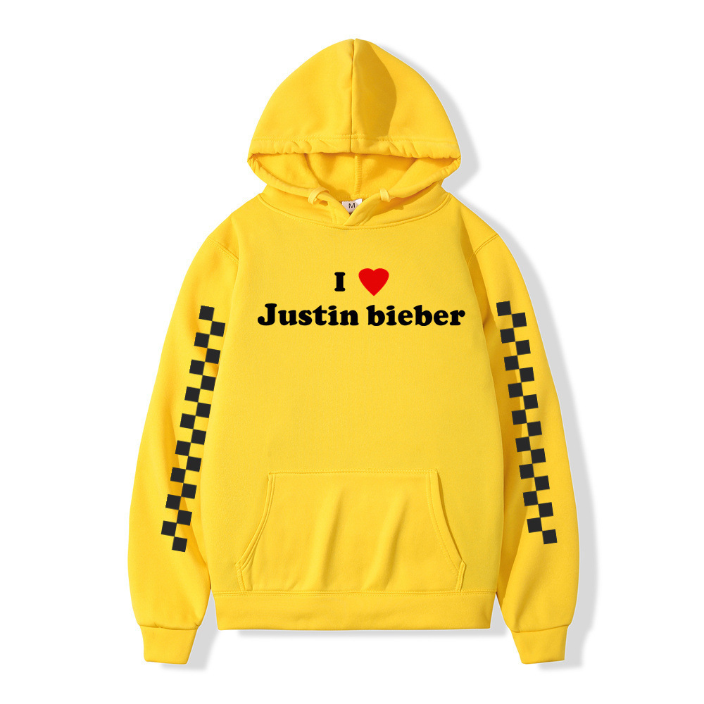 Winter Men Hoodies I love Justin Bieber Pullover Male Hooded