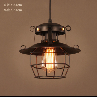 Candelabro de jaula de hierro pequeño de un solo cabezal al por mayor de fábrica, tienda de ropa de olla caliente retro americana, barra de bar, lámpara de comedor, estilo industrial