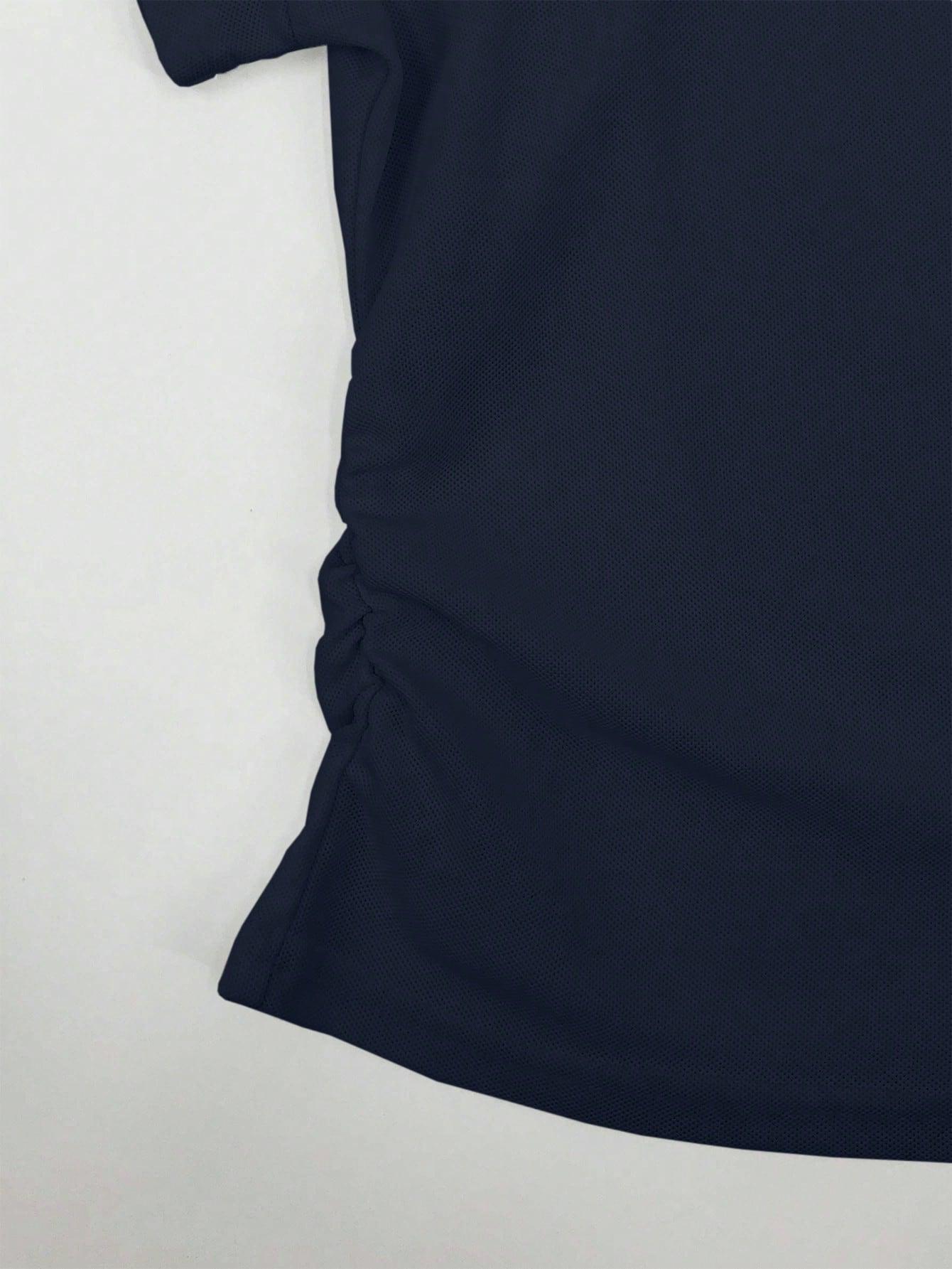 Slim Fit Women's Polo Shirt Collared Solid Colour Equestrian Top_voghion.com