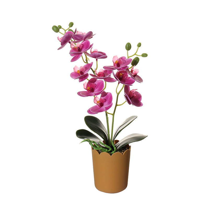 Flor falsa doble tenedor 12 película orquídea mariposa bonsai creativo fábrica de decoración de interiores directamente para flores artificiales en maceta de simulación