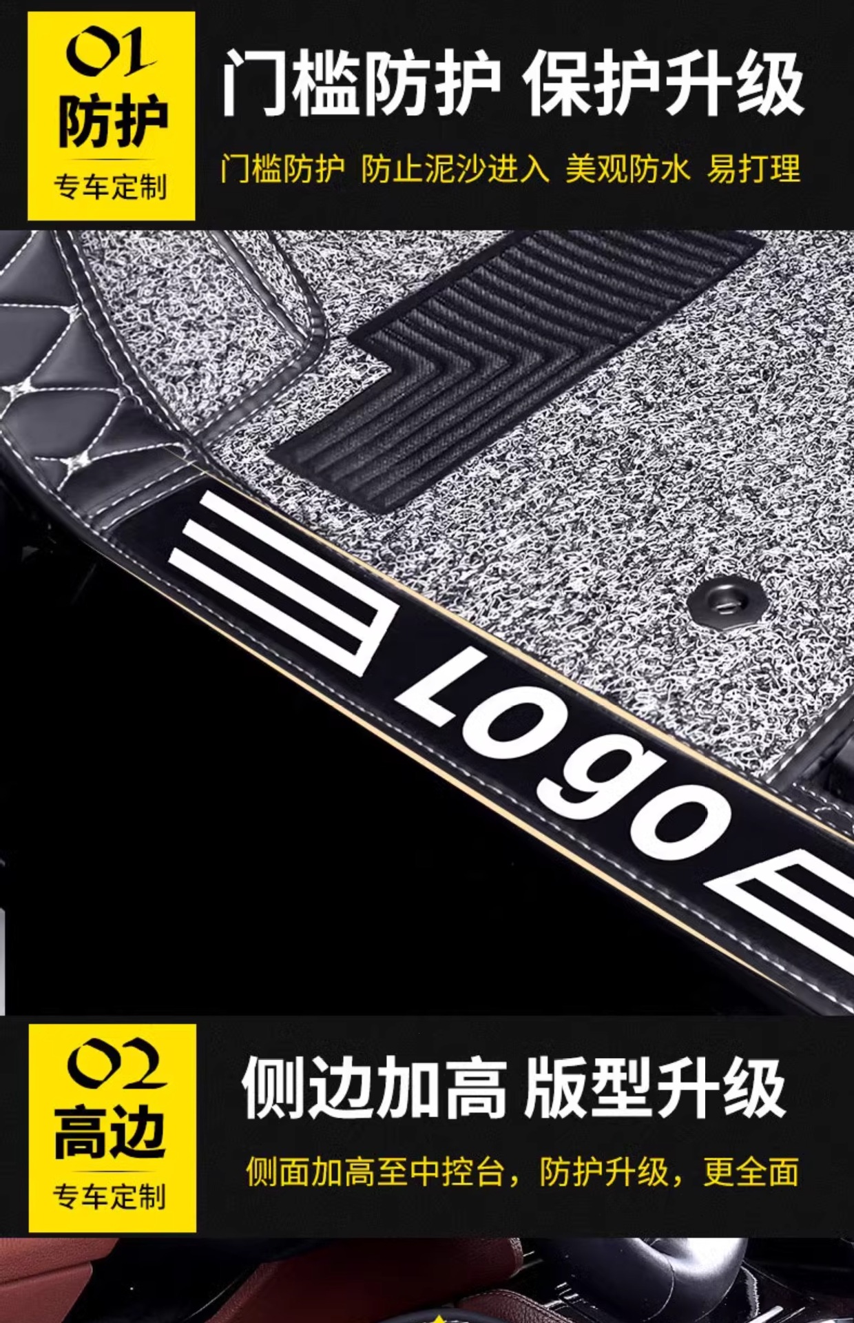 Custom-fit car floor mats, full coverage set of carpet mats, complete car interior accessories, large anti-dirt mats