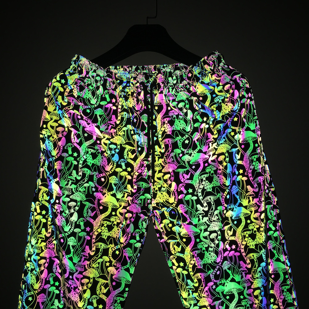 Men's Clothing colorful mushroom reflective casual pants men and women nightclub fantasy luminous pants sports trousers_voghion.com