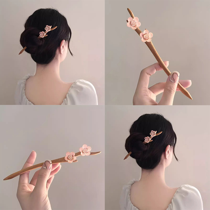 ¡Encanto de estilo chino! ¡Horquilla de flores de melocotón de estilo nacional! Nuevos accesorios para el cabello estilo chino de alta gama