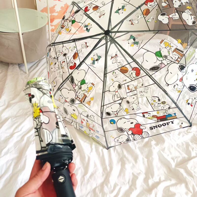 Transparent Snoopy Umbrella Men 70% off Umbrellas Fully Automatic Internet Celebrity Plastic Umbrellas Cute Folding Children Adult Anime Women