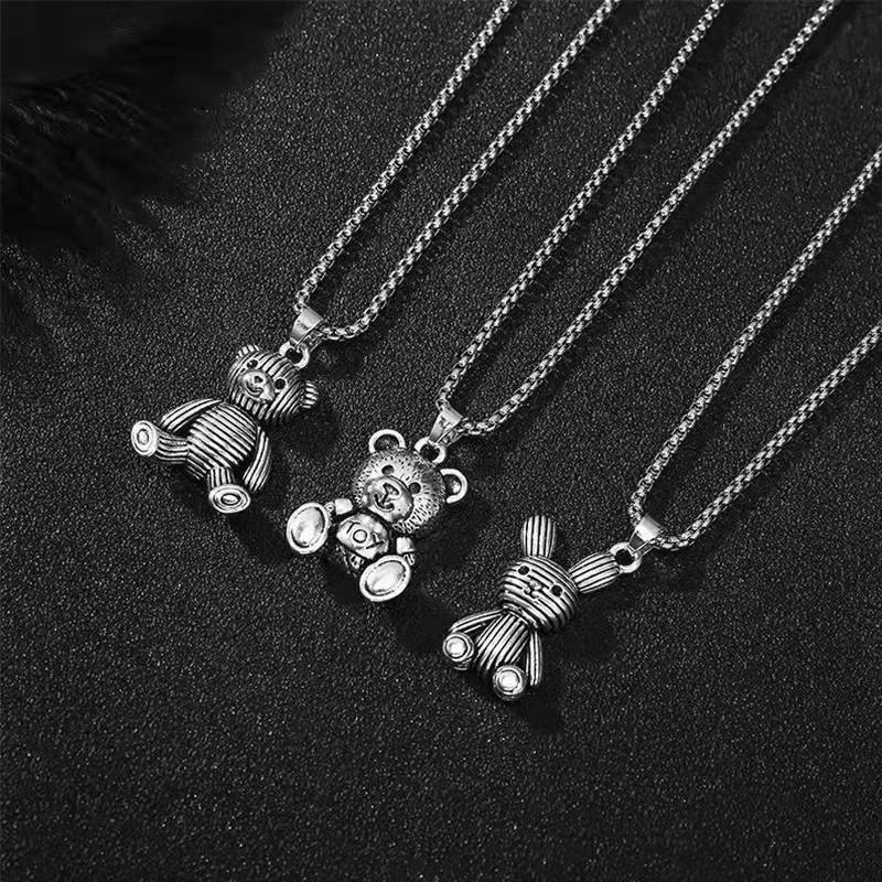 Hip-hop Rabbit Bear Alloy Titanium Steel Plating Unisex Pendant Necklace display picture 2