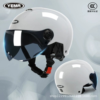 Certified Half Helmet Summer Electric – Motosiklet kaskı (dəbilqə) - cold-gray-dark-blue-short-mirror