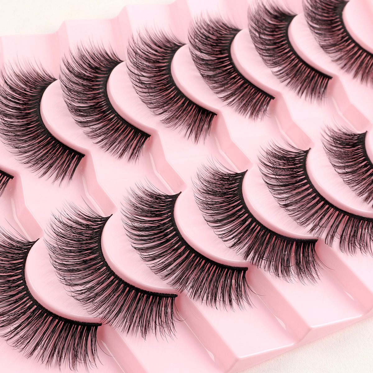 Siete pares de explosión de fibra química falsa pestañas visón multicapa densa 3D desordenada pestañas fluffy ojo Xiyingsh