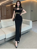Sexy Dress New Chinese Qipao Slim Fit Wrapped Hip Open Back Long Dress