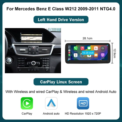 RoadTop wireless CarPlay screen for Mercedes-Benz E-Class NTG4.0/4.5/5.0 display (Car display) - 1025inch-e-class-w212-2009-2011-ntg40-left-hand-drive