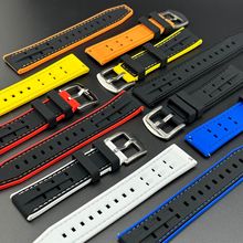 跨境ebay硅胶表带适配天梭西铁城美度康卡斯表带防水运动户外22mm