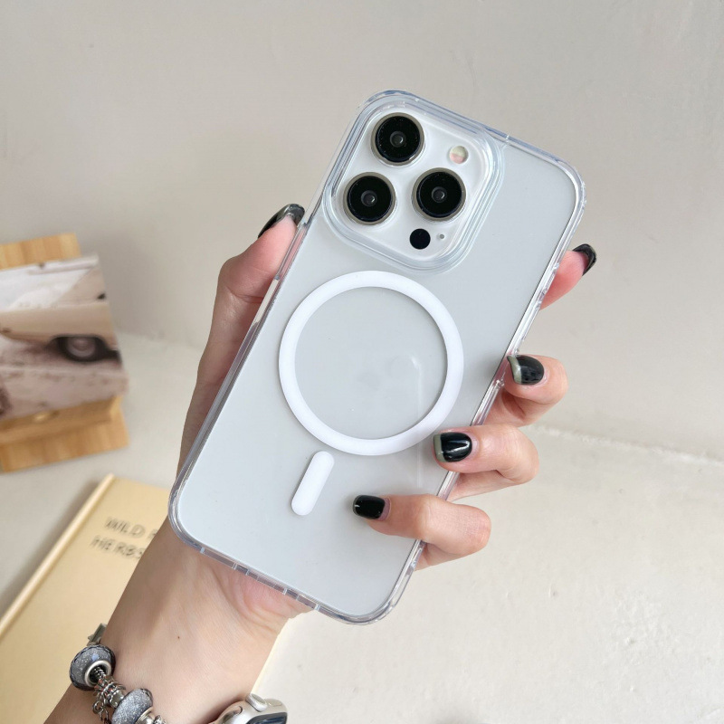 Suitable for Iphone15 Transparent Magsafe Magnetic Phone Case and Apple 14Pro Acrylic Inner Anti-Fall Protective Cover Suitable for Iphone15 Transparent Magsafe Magnetic Phone Case and Apple 14Pro Acrylic Inner Anti-Fall Protective Cover