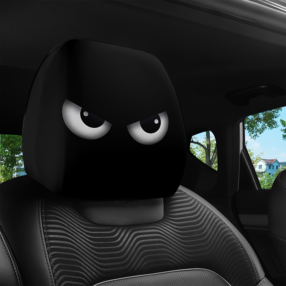 Car Headrest Cover with Black Mysterious Eye Print, Can Be Customized with Label and Image, Popular Cross-Border Product, Universal