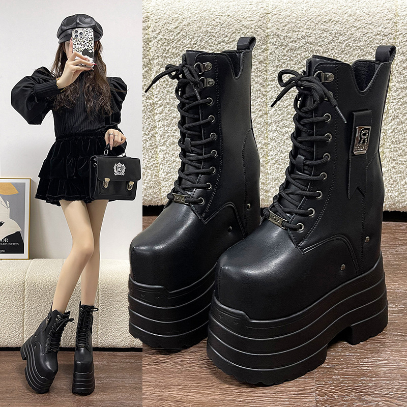 Cosplay Height-Increasing Shoes for Women, 2026 Spring New Style, Short Boots for Petite Men, Platform Boots, Large Size Short Boots
