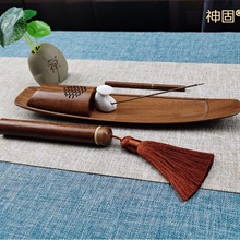 神固黑檀木酸枝船型香炉镂空香插木质熏香器摆件线香礼盒套装沉香