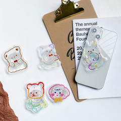 Clip-on Adjustable Desktop Movie-Watching Gadget Phone Air Cushion Stand Cute Bear Cartoon Transparent Niche Simple