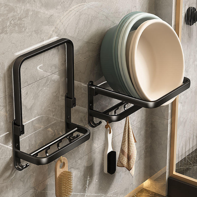 Basin Storage Rack Bathroom Wall-Mounted Punch-Free Basin Rack Bathroom Toilet Basin Artifact Toilet Storage Rack