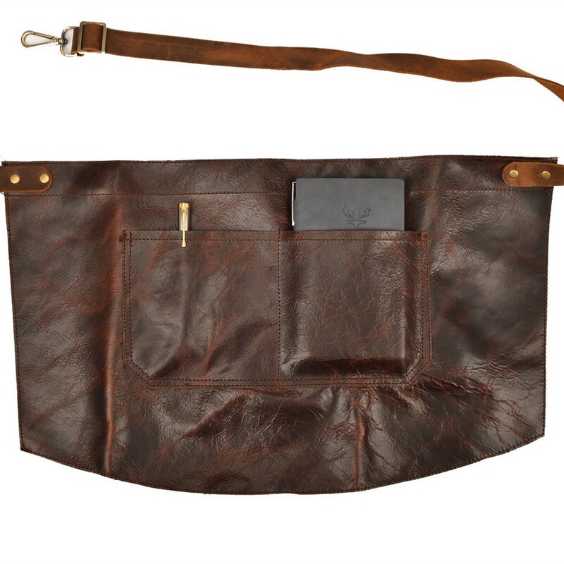 First-Layer Cowhide Full-Piece Barista Tool Bartending Waterproof and Oil-Proof Apron
