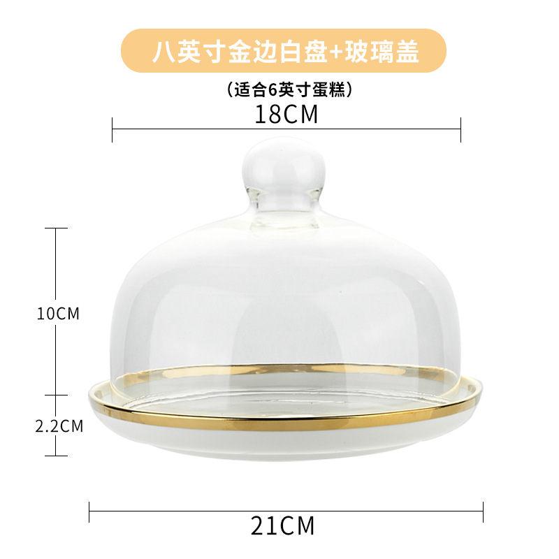 Placa de degustación de frutas con tapa caja cubierta de vidrio transparente para tienda pan postre pastel cubierta bandeja de exhibición Placa de degustación