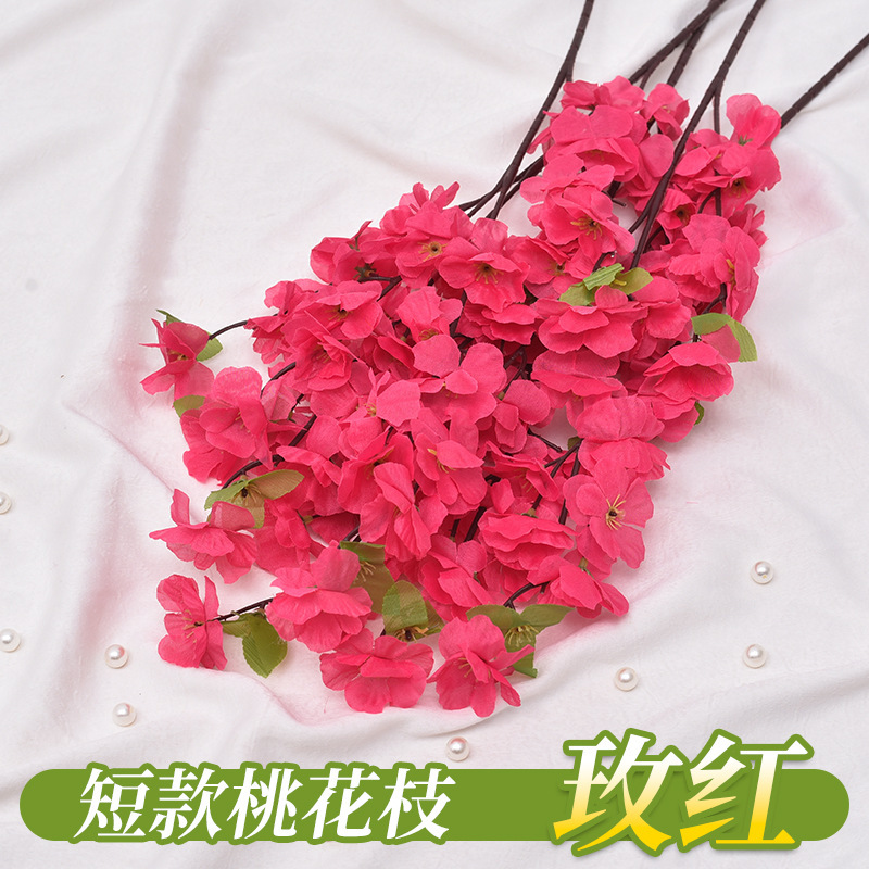 Simulación transfronteriza de flores de melocotón 7 horcos 9 flores artificiales decoración flor al por mayor paisajismo flor de melocotón decoración flores de seda flores de plástico