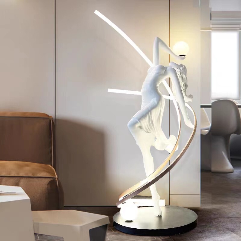 Art Sculpture Floor Lamp Designer Hotel Club Gallery Lobby Exhibition Hall Creative Portraits Girl Dance Ornaments
