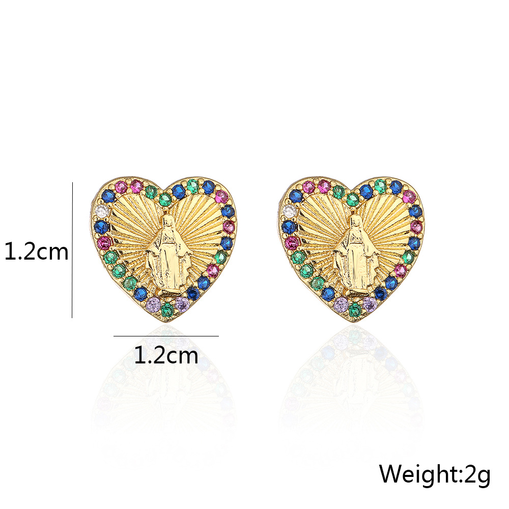Fashion Human Copper Plating Inlay Zircon Ear Studs 1 Pair