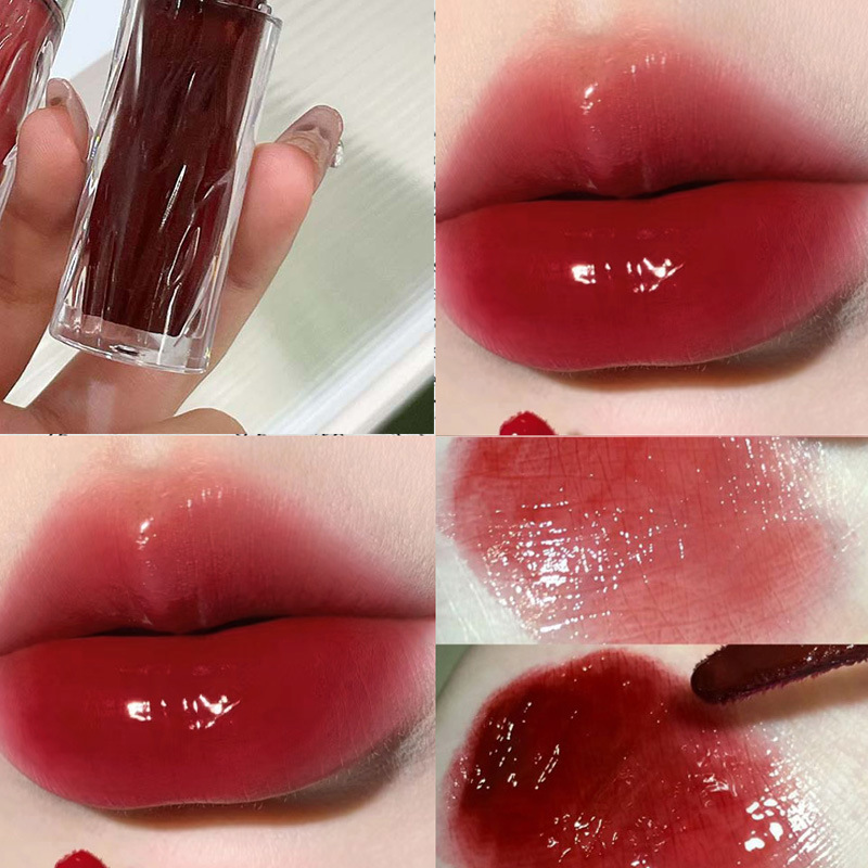 HERORANGE esmalte de labio de espejo, vidrio de agua, labios transparentes, hidratantes, brillo de labios coreano.