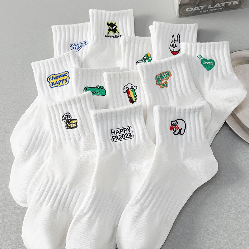 White Socks for Men, Cotton Short Socks, Summer Thin Style, Men's Mid-Calf Sports Socks, Sweat-Absorbing Men's Socks, Trendy for Students White Socks for Men, Cotton Short Socks, Summer Thin Style, Men's Mid-Calf Sports Socks, Sweat-Absorbing Men's Socks, Trendy for Students