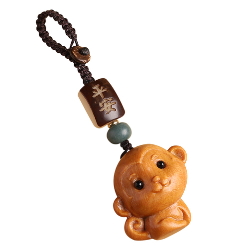 Tigerwood Twelve Zodiac Monkey Male and Female Car Keychain Pendant Small Monkey Retro Creative Safekeeping Ornament