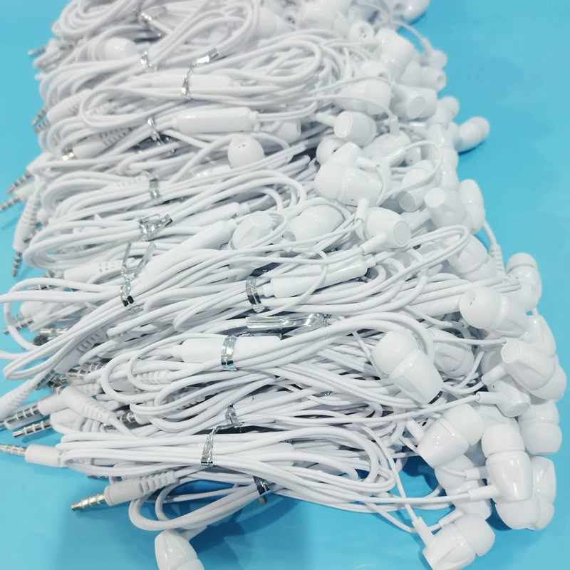 Источник в наличии, заводские прямые волосы, Плоские наушники-вкладыши с микрофоном для круглого отверстия 3,5