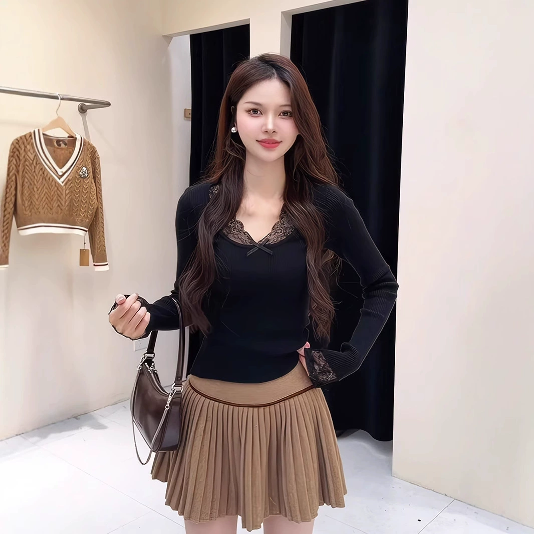 Дизайнерская кружевная сшитая тонкая шерстяная рубашка женский 2024 новый осенний и зимний темперамент топ высокого уровня