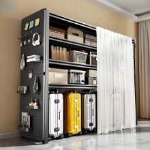 防尘帘置物架多层家用货架行李箱落地客厅收纳架洞洞板储物铁架子