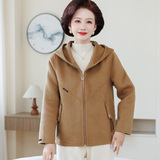 秋冬新品毛呢连帽时尚开衫百搭休闲外套女舒适保暖柔软夹克羊毛呢，女装毛呢外套，妃慕昵服饰