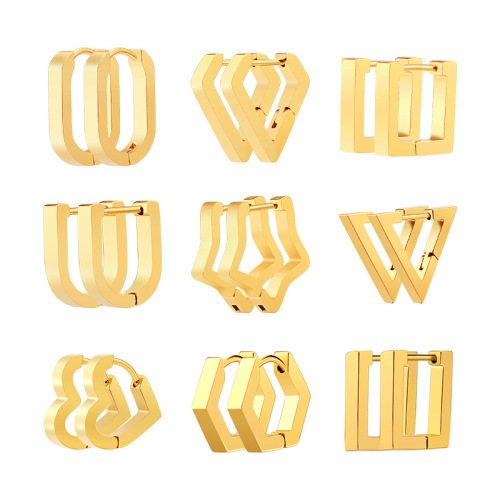 Korean stainless steel geometric shape personalized men's and women's trendy earrings and earrings simple earrings titanium steel triangular earrings
