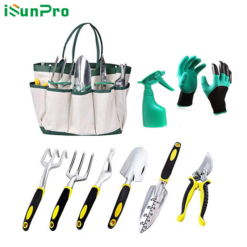 园林工具9件套装花园修枝剪剪刀水壶园艺种花手套工具包不锈钢