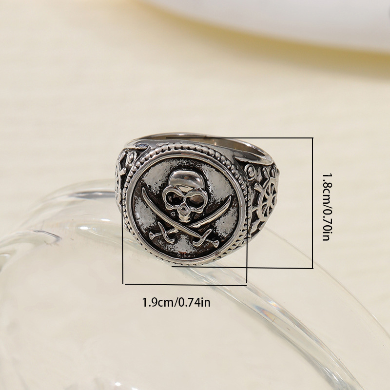 Yun Jin nuevo anillo de calavera pirata personalizado punk hip-hop anillo de aleación de hombre