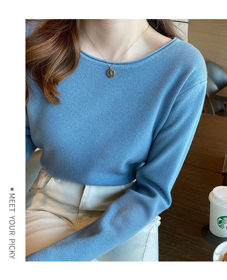 商品详情图_白色针织衫女春秋打底衫西装内搭2022年早秋新款