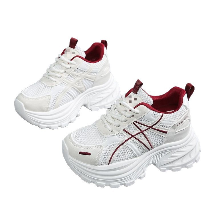 Zapatos de muffin de fondo grueso para padres y mujeres 2026 verano nuevo estilo de moda versátil de altura de malla transpirable zapatos deportivos casuales