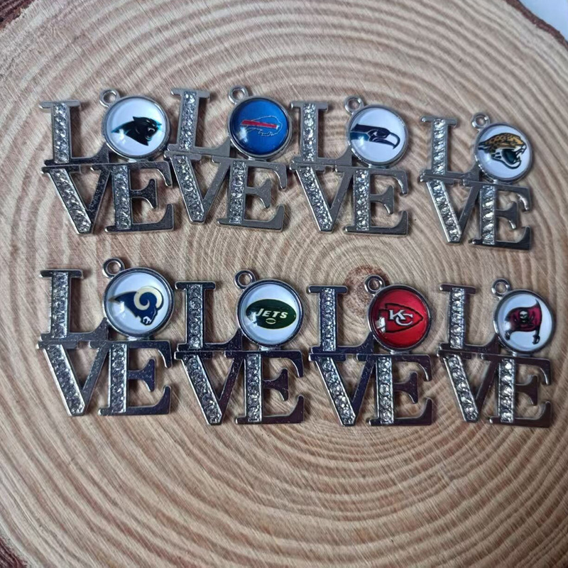 Nfl American Football Love Team Pendant Mixed 32 Teams Oil Drop Sports Series Pendant