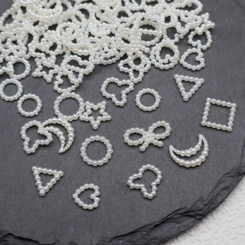 ABS hollow imitation pearl bow five-pointed star love moon hairpin headdress manicure phone case accessories material