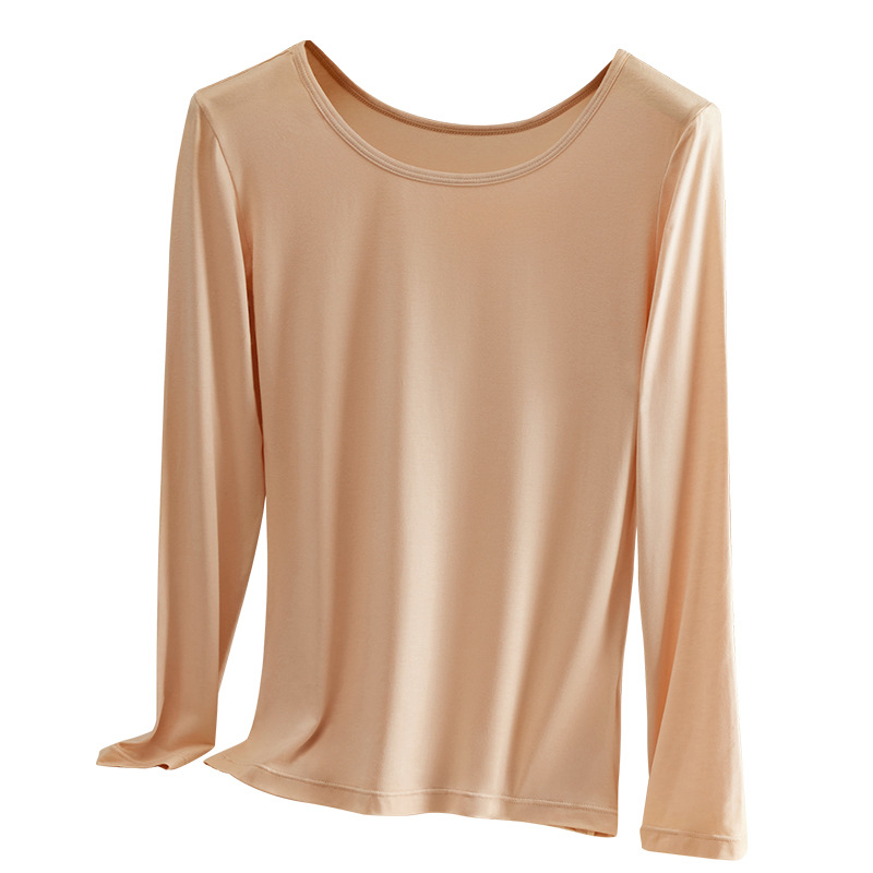 Otoño e Invierno modal otoño ropa interior apretada de las mujeres ropa interior de cuello redondo ropa interior térmica culturismo desgaste exterior bottoming Plus tamaño camisa de fondo
