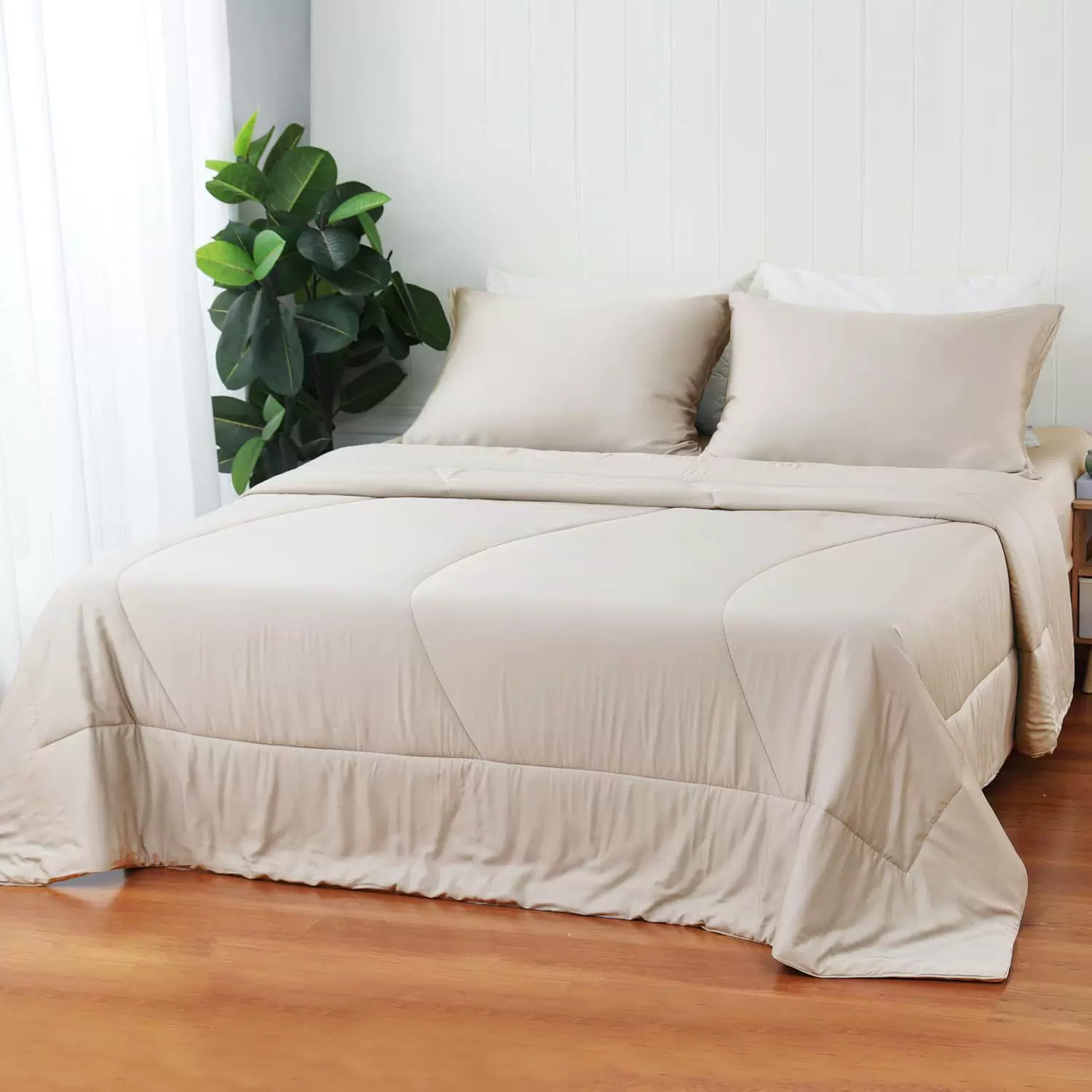 跨境亚马逊竹纤维凉感绗缝被夏季夏凉被Bamboo Cooling Comforter