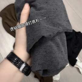 米蓝家名殿！人手必入两件！烫钻烟囱领春秋百搭纯色打底衫8022