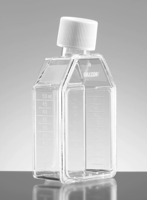 Номер товара 353014   Бутылка клеточной культуры FALCON 25 см2 с уплотнительной гайкой синей пробки