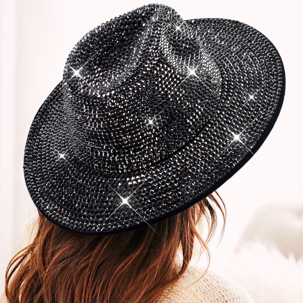 Diamante transfronterizo sombrero de vaquero rhinestone brillante láser sombrero fiesta de baile rendimiento diamante sombrero de jazz