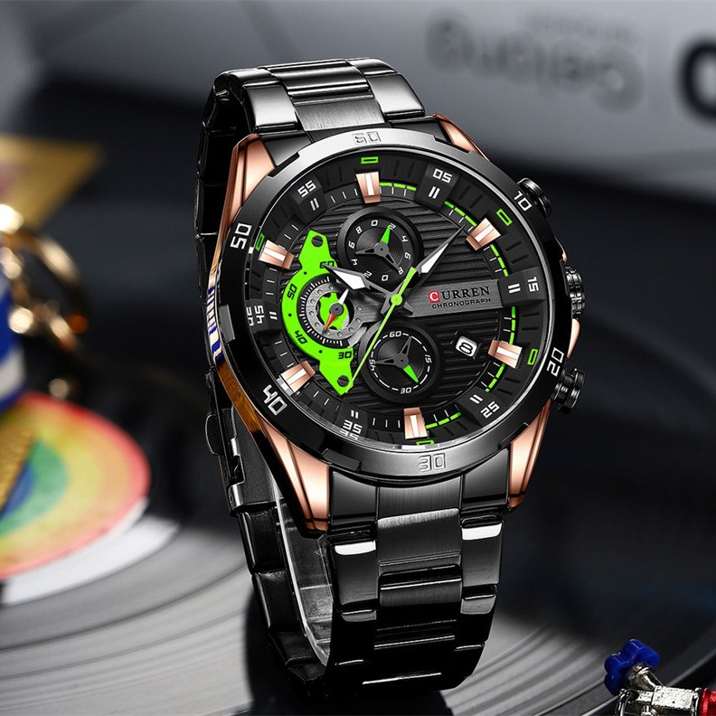 Curren 8402 reloj para hombre placa de la motocicleta correa de acero de seis pines Reloj de cuarzo para hombres de negocios reloj creativo
