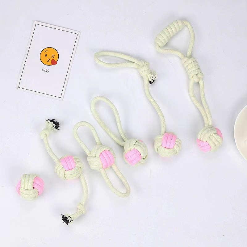 Japón y Corea del Sur juguetes para mascotas juguetes molares para perros bolas de cuerda de algodón macarons color nudo juguetes para mascotas en stock
